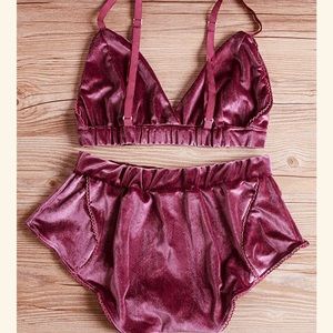 Vintage Pink Velvet Lingerie Set